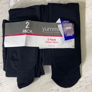 Yummie 2 Pack Opaque Tights Black Large